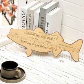 Fish Father Gift Dad Ruler Decor Gift for Fisherman Holiday B-Day Fathers Day Gift for Papa Grandfather Gift for Him Fishing Wooden Ruler Fish Sea Bass Engraved Measurement Rustic Fish Decorations