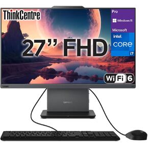 Lenovo ThinkCentre Neo 50a Gen 5 Business All-in-One PC, 27" FHD, Intel Core i7-13620H (Beats Intel i9-12900), 64GB DDR5, 2TB NVMe, Wi-Fi 6 + BT, RJ-45, Webcam, Wired KB & Mouse, Win 11 Pro – Black