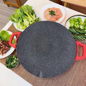 Electric Griddle with Nonstick Cooking Plate for Chicken, Steaks, Burgers, Eggs, Korean BBQ Smokeless Round Electric Grill Pan with Temperature Knob Adjustment, Indoor