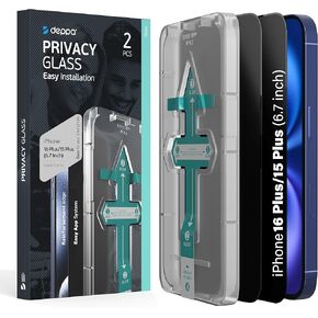 Deppa |2 Pack| Premium Privacy Screen Protector for Iphone 14 Pro (6.1') Tempered Glass Edge to Edge Full Cover with Easy Installation Kit Tray - Anti Spy, Private, Dark, Black Film