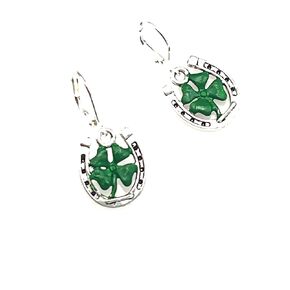 Four Leaf Clover and Horseshoe Earrings