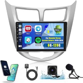 [2+64G] Wireless Carplay Car Stereo for Hyundai Verna Accent 2010-2016 with Android Auto, Hikity 9 Inch Android 13 HD Touch Screen Car Radio with GPS WiFi BT FM/RDS Backup Camera SWC Dual USB