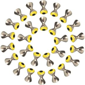MUUNNN 50pcs Dumbbell Eyes Fly Tying, Fly Tying Eyes 3.2/4/5mm Realistic Brass Fly Tying Barbell Eyes Assortment Green/Red/Yellow
