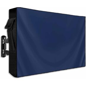 Navy Blue Outdoor TV Cover 52-55 Inch Weatherproof, Outdoor TV Enclosure with Zipper & Roll Up Front Flap, Modern Pure Navy Blue Waterproof TV Covers for Outside Flat Screen TV