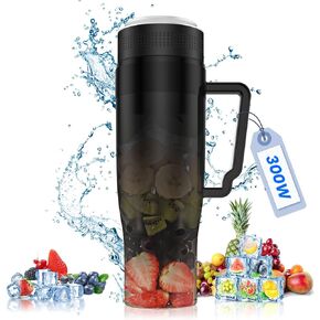 Portable Blender, 300W Blender for Smoothies and Shakes, 22 oz Smoothie Blender with 6 Blades, BPA Free, USB-C Rechargeable, Handle and Straw Lid, Mini Travel Blender for Anywhere, Clear