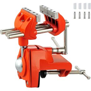 MAXMAN Clamp Bench Vise with Post Universal 8 Inch Woodworking Vise 360° Heavy Duty Cast Steel Table Clamp Vise with Swivel Base for Workbench DIY Projects, Handcraft Creations