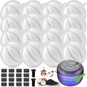 SIBAYS Cat Water Fountain Filters, Pet Water Fountain Filter Replacement for 3.5L/118oz Pet Fountain, Food Grade Activated Carbon and PP Cotton, 16pcs Filters+ 16pcs Pump Sponges+ 2pcs Muffler Sponges