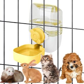 Rabbit Water Food Dispenser Set 40oz Cage Hanging Automatic Feeder Water Bowl, Ferret Bunny Guinea Pig Water Bowl, Suitable for Small Animal,Cage Grid Spacing Over 1.2'' (Set-Green)