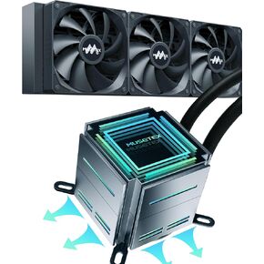 MUSETEX Liquid CPU Cooler 360MM, 38MM Thickened AIO Cooler for MOBO Cooling, Pre-Installed 3 PWM Fans, Infinity Mirrors AIO CPU Water Cooler, for Intel 1200/115X/17XX/20XX, AMD AM5/AM4, Black, M360T