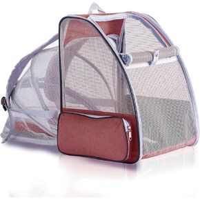 Pet Carrier Backpack for Small Dogs and Cats up to 18 lbs, Expandable, Foldable (Purplish red)