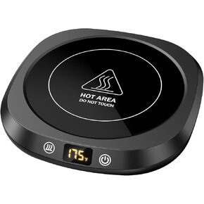 Mug Warmer - Upgrade Coffee Warmer Fastest Heating & Highest Temperature, 5 Temp Settings & 1-12H Timer, Cup Warmer with LCD Display for Precise Temperature, Coffee Mug Warmer for Coffee, Tea, Water