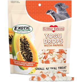 Yogu Drops With Papaya (4.5 oz.) - Healthy Natural Fruit & Yogurt Treat - For Sugar Gliders, Rats, Chinchillas, Ferrets, Parrots, Hamsters, Squirrels, Hedgehogs, Guinea Pigs, Rabbits & Small Pets