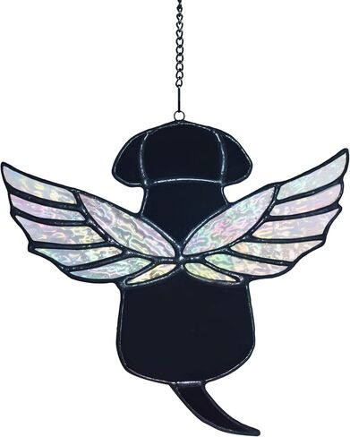 Stained Glass Angel Rainbow Wing Dog Memorial Gifts for Loss of Dog,Loss of Dog Sympathy Gift,Dog Suncathers for Pet Menmorial Gifts Dog Bereavement Gifts (Black) in Saudi Arabia