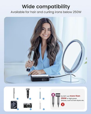 مجموعة محول جهد 220 فولت إلى 110 فولت، محول LENCENT موجة جيبية نقية 250 وات للسفر الأوروبي، محول طاقة دولي 3 منافذ تيار متردد، محول قابس الاتحاد الأوروبي/المملكة المتحدة/الاتحاد الأفريقي/الولايات المتحدة مع 2 USB 2 نوع C in Kuwait