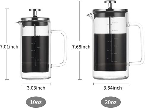 Double Walled French Coffee Maker Heat Resistant Borosilicate Glass Coffee Pot in Kuwait