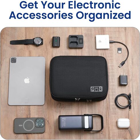 Portable Cable Organizer Bag,Large Double Layers Electronic Case Cord Organizer Case,Travel Essentials,Waterproof in Saudi Arabia