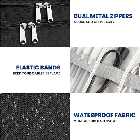 Portable Cable Organizer Bag,Large Double Layers Electronic Case Cord Organizer Case,Travel Essentials,Waterproof in Saudi Arabia