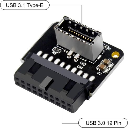 Mainboard USB 3.0 Front 19Pin to 3.1 Type-C Front Panel Header Type-E Adapter 19 to 20 Pin Expansion Card for Motherboard in Saudi Arabia