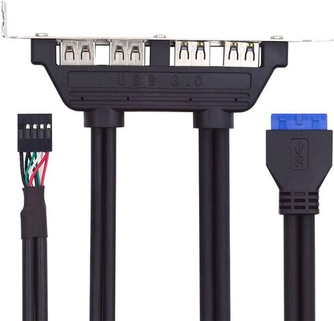 Xiwai 4 Ports USB3.0 Female Hub to Motherboard 20pin Mount Panel Extension Baffle Cable with PCI Bracket 50cm in Saudi Arabia