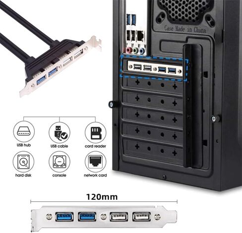 Xiwai 4 Ports USB3.0 Female Hub to Motherboard 20pin Mount Panel Extension Baffle Cable with PCI Bracket 50cm in Saudi Arabia