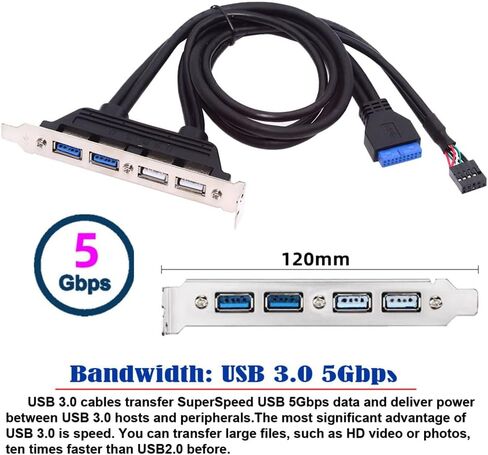 Xiwai 4 Ports USB3.0 Female Hub to Motherboard 20pin Mount Panel Extension Baffle Cable with PCI Bracket 50cm in Saudi Arabia