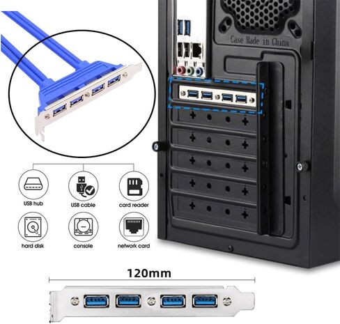 Xiwai 4 Ports USB3.0 Female Hub to Motherboard 20pin Mount Panel Extension Baffle Cable with PCI Bracket 50cm in Saudi Arabia