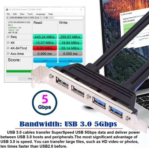 Xiwai 4 Ports USB3.0 Female Hub to Motherboard 20pin Mount Panel Extension Baffle Cable with PCI Bracket 50cm in Saudi Arabia