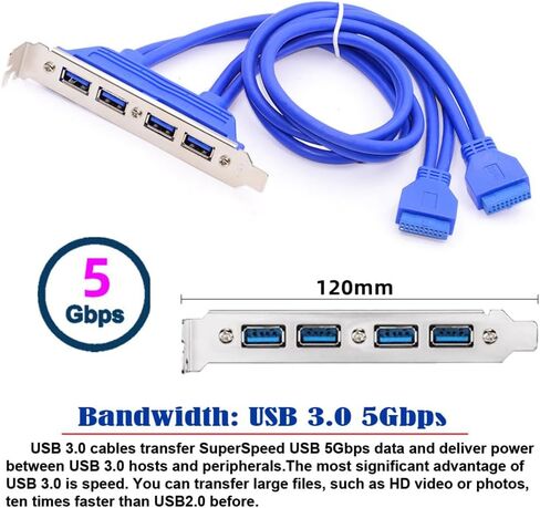 Xiwai 4 Ports USB3.0 Female Hub to Motherboard 20pin Mount Panel Extension Baffle Cable with PCI Bracket 50cm in Saudi Arabia