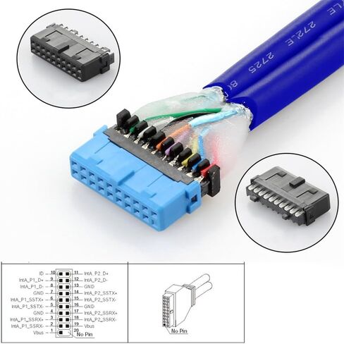 Xiwai 4 Ports USB3.0 Female Hub to Motherboard 20pin Mount Panel Extension Baffle Cable with PCI Bracket 50cm in Saudi Arabia