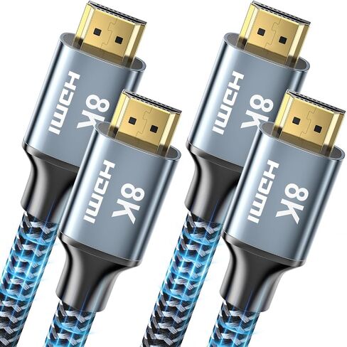 كابل HDMI 8K بطول 10 أقدام 2 حزمة، كابل HDMI 2.1 عالي السرعة 48 جيجابت في الثانية، كابل HDMI مجدول 2.1 8K 60 هرتز 4K 120 هرتز يدعم HDR eARC HDCP 2.2/2.3، سلك HDMI متوافق مع HDTV والكمبيوتر المحمول والشاشة والكمبيوتر الشخصي in Saudi Arabia