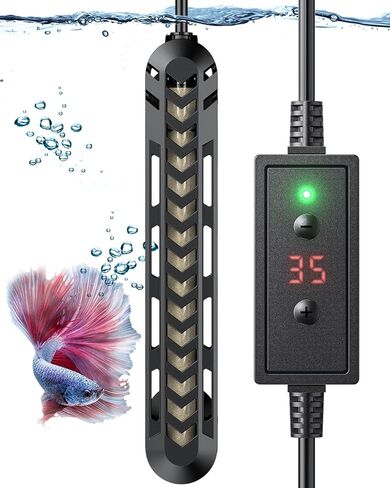 Pawfly 25W Fish Tank Heater Submersible Aquarium Heater Adjustable Electronic Heating Rod with Thermostat Overheating Protection and Protective Cover for Fish Tanks up to 10 Gallons in Saudi Arabia