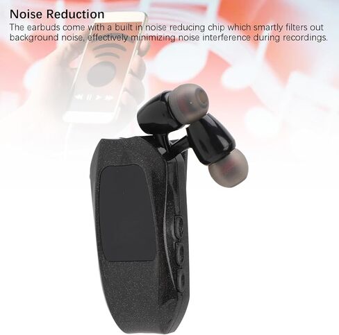 Retractable Headsets, Headphone V5.3 Stereo Earpiece Business Headphones, Clip on Earbud Compatible with Smart Cell Phones Tablet Pad PC Laptop (Single Ear) in Saudi Arabia