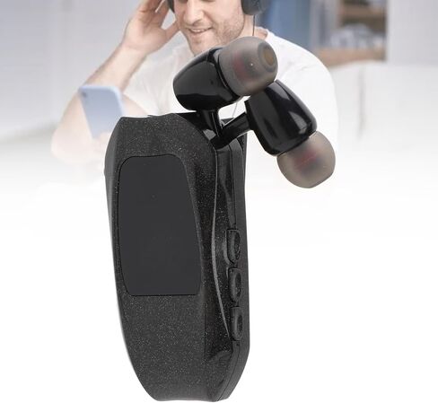 Retractable Headsets, Headphone V5.3 Stereo Earpiece Business Headphones, Clip on Earbud Compatible with Smart Cell Phones Tablet Pad PC Laptop (Single Ear) in Saudi Arabia