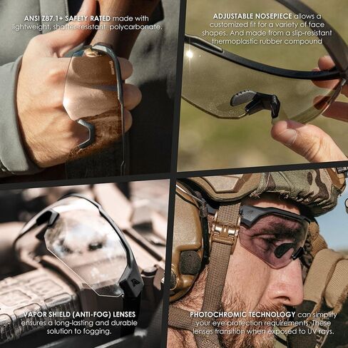 نظارات EDGE Arc Light Z87+ للرماية الآمنة، نظارات شمسية آمنة للرجال، عدسات قابلة للتبديل مضادة للضباب in Kuwait