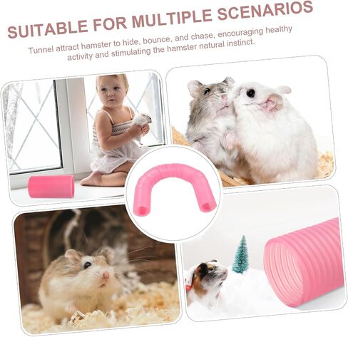 Milisten Pet Tunnel Toy Hamster Guinea Pig Hideout Plastic Ferret Tunnels and Tube Ferret Tube Guinea Pig Tunnel Cage Accessories Guinea Pig Cage Tube Supplies Taste Pink in Saudi Arabia