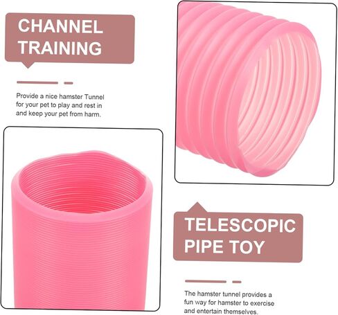 Milisten Pet Tunnel Toy Hamster Guinea Pig Hideout Plastic Ferret Tunnels and Tube Ferret Tube Guinea Pig Tunnel Cage Accessories Guinea Pig Cage Tube Supplies Taste Pink in Saudi Arabia