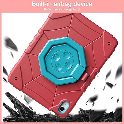 Case for iPad 10th Generation 10.9 Inch 2022, 360°Rotate Stand iPad 10th Generation Rugged Shockproof Cover with Screen Protector, Pencil Holder and Shoulder Strap for Kids (Red) in Saudi Arabia
