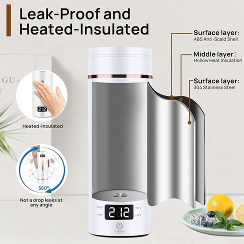 Travel Portable Electric Kettle,Tea Coffee Kettle, Boiled Water Kettle for Rapid Heating & Boiling, Leak Proof & Heated-Insulated, 450mL & 304 Stainless Steel with 4 Preset Thermal Control in Saudi Arabia