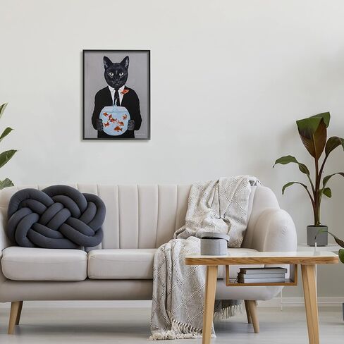 Stupell Industries Black Cat Fashion Suit Goldfish Jumping Fishbowl Painting, Design by Coco de Paris in Saudi Arabia