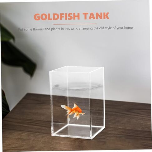 FRCOLOR 5Pcs Acrylic Clear Rectangular Fish Tank Aquarium Decorative Betta Goldfish Small Fish Tank Transparent Tank Vase Fish Accessories for Home Office Outdoor Indoor in Kuwait