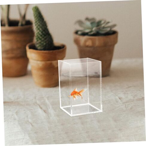FRCOLOR 5Pcs Acrylic Clear Rectangular Fish Tank Aquarium Decorative Betta Goldfish Small Fish Tank Transparent Tank Vase Fish Accessories for Home Office Outdoor Indoor in Kuwait