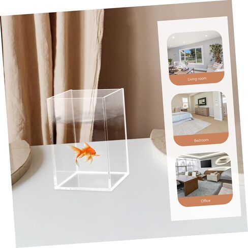 FRCOLOR 5Pcs Acrylic Clear Rectangular Fish Tank Aquarium Decorative Betta Goldfish Small Fish Tank Transparent Tank Vase Fish Accessories for Home Office Outdoor Indoor in Kuwait