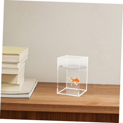 FRCOLOR 5Pcs Acrylic Clear Rectangular Fish Tank Aquarium Decorative Betta Goldfish Small Fish Tank Transparent Tank Vase Fish Accessories for Home Office Outdoor Indoor in Kuwait
