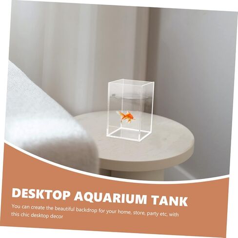 FRCOLOR 5Pcs Acrylic Clear Rectangular Fish Tank Aquarium Decorative Betta Goldfish Small Fish Tank Transparent Tank Vase Fish Accessories for Home Office Outdoor Indoor in Kuwait