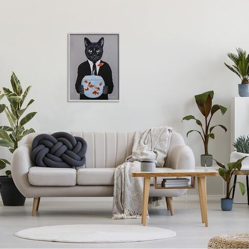 Stupell Industries Black Cat Fashion Suit Goldfish Jumping Fishbowl Painting, Design by Coco de Paris in Saudi Arabia