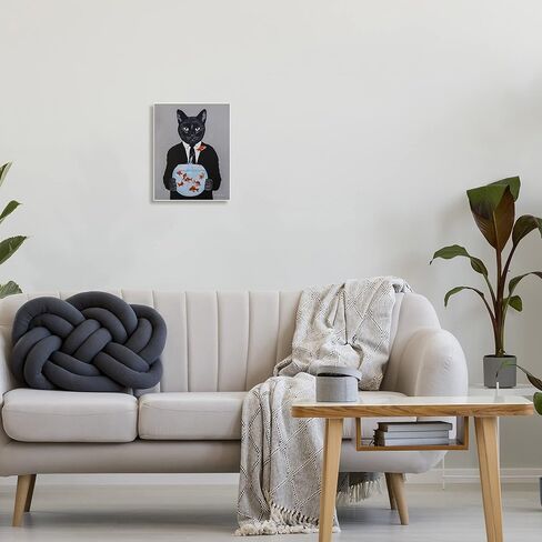 Stupell Industries Black Cat Fashion Suit Goldfish Jumping Fishbowl Painting, Design by Coco de Paris in Saudi Arabia