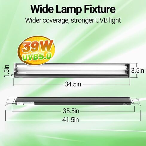 مجموعة الإضاءة Oiibo T5 HO للزواحف UVB، مجموعة إضاءة للزواحف، غطاء مصباح تررم للزواحف تتضمن UVB 5.0 ضوء زواحف الغابات المطيرة لسحلية الحرباء الشجرية (24 وات) in Kuwait