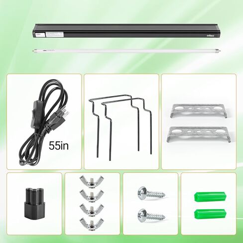 مجموعة الإضاءة Oiibo T5 HO للزواحف UVB، مجموعة إضاءة للزواحف، غطاء مصباح تررم للزواحف تتضمن UVB 5.0 ضوء زواحف الغابات المطيرة لسحلية الحرباء الشجرية (24 وات) in Kuwait