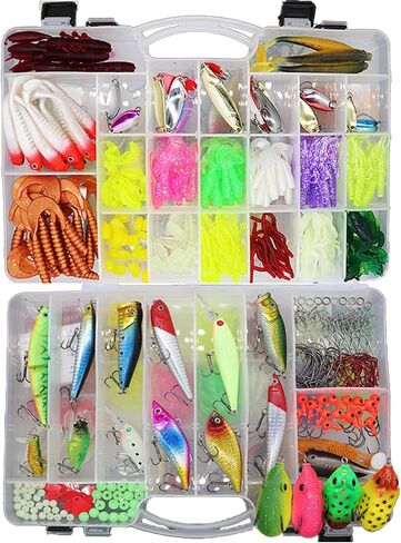 Fishing Lures Kit for Fresh Water Fishing Tackle Set Tackle Box Organizer Top Water Bass Fishing Lures Including Soft Plastic Worms Crankbait Jigs Fishing Hooks in Saudi Arabia