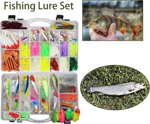 Fishing Lures Kit for Fresh Water Fishing Tackle Set Tackle Box Organizer Top Water Bass Fishing Lures Including Soft Plastic Worms Crankbait Jigs Fishing Hooks in Saudi Arabia